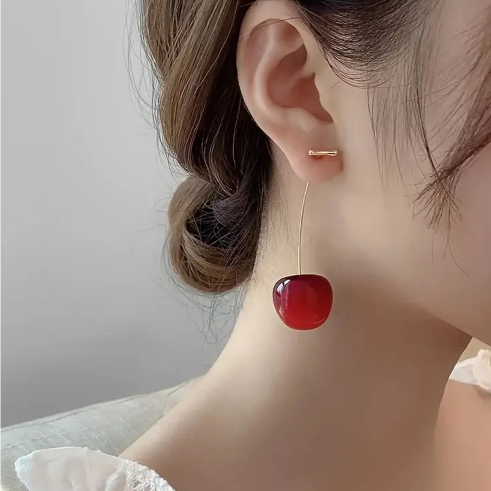 Red Cherry Drop Earrings